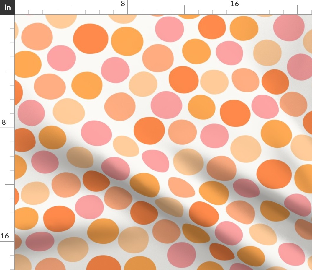 Party sprinkles cocktail party polka spot orange pink 24 jumbo duvet_ bedding curtains scale by Pippa Shaw