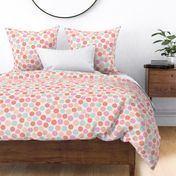 Party sprinkles cocktail party polka spot coral pink 24 jumbo duvet_ bedding curtains scale by Pippa Shaw