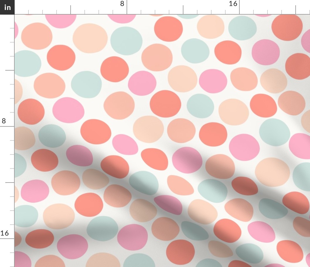 Party sprinkles cocktail party polka spot coral pink 24 jumbo duvet_ bedding curtains scale by Pippa Shaw