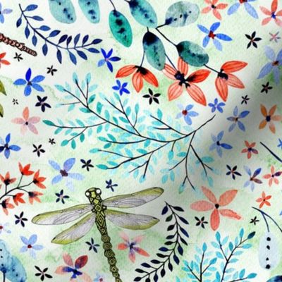 Dragonfly meadow hellgruen_spoonflower