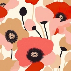 poppies pink floral