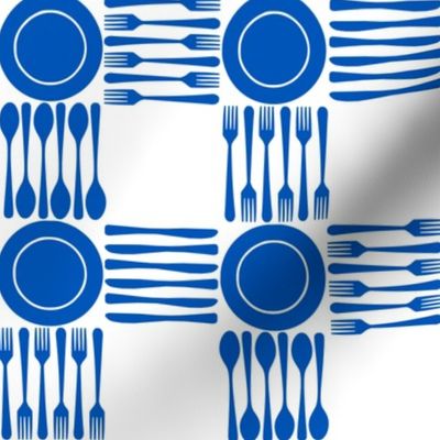 picnic gingham, 2" blue and white