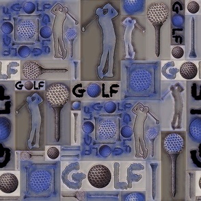 Successful Golf Cheater Quilt - -Gold Neural-VanGough- Blue