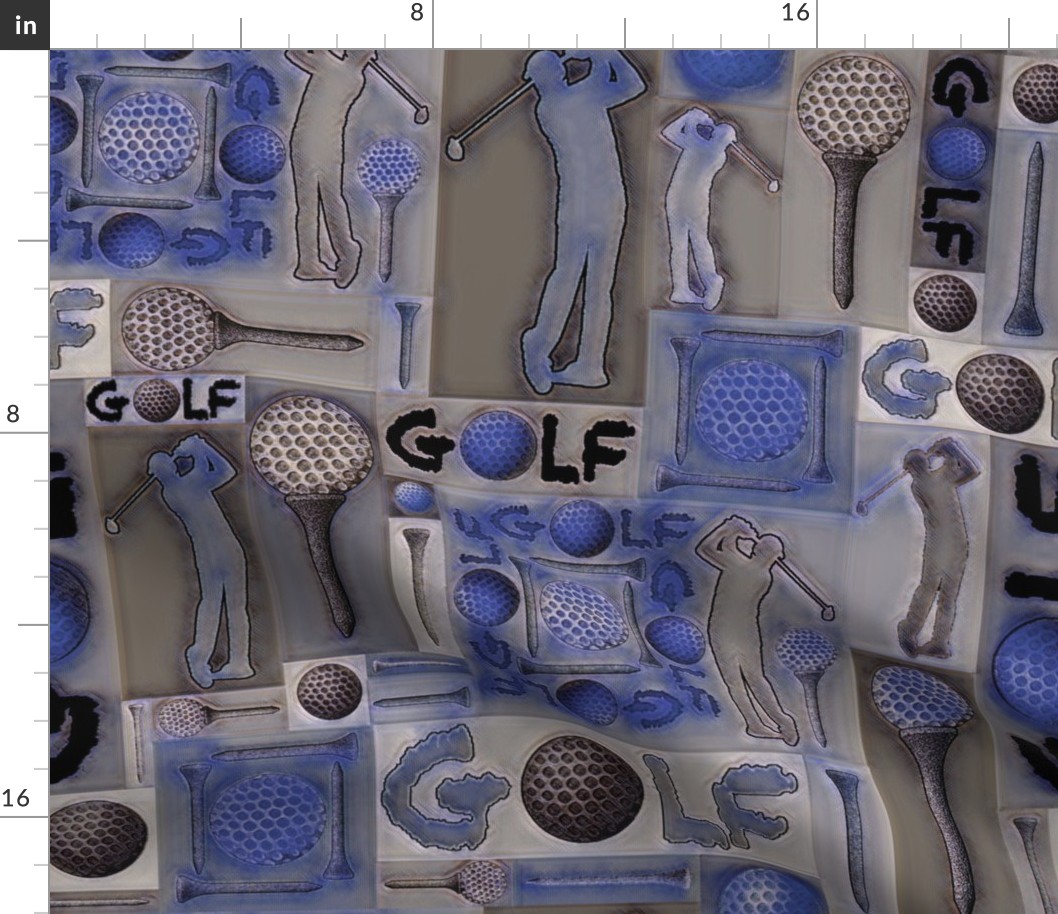 Successful Golf Cheater Quilt - -Gold Neural-VanGough- Blue