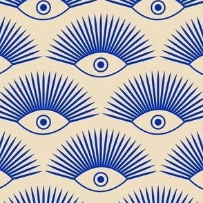 Art Deco Eye - Cobalt Blue on Natural - MEDIUM