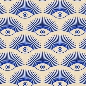 Art Deco Eye - Cobalt Blue on Natural - SMALL