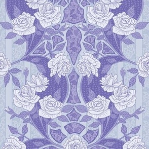 Small-Scale Ornate Lavender/Purple Roses & Lace