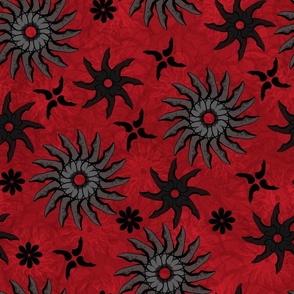 Dark Translucent Flowers - On Red
