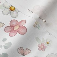 Watercolour Butterflies and Daisies 