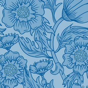 Blue Floral Flourish - Large