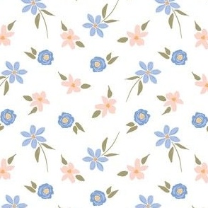 simply sweet soft blue pink floral for hair accessories, kids clothing, dog accessories