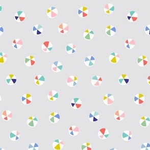 BEACH BALL DOTS - PRIMARY BRIGHTS ON GRAY