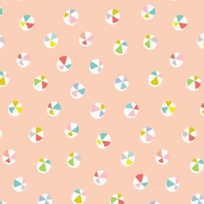 BEACH BALL DOTS - BRIGHT PASTELS ON PEACH