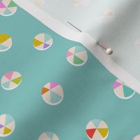 BEACH BALL DOTS - BRIGHT PASTELS ON TURQUOISE
