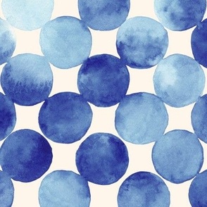 Medium Abstract Geometric Ombre Blue Watercolor Cirlces with Seashell White Background