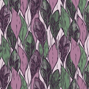 Floating Basil Leaves In Green And Purple - Medium