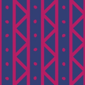 Lethbridge - bathroom wallpaper (dark blue with hot pink zig zags and blobs)