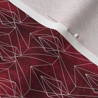 geometric grunge deep red - white crystal shaped outline small scale