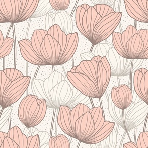 Pink cute flowers. Modern floral nursery. Neutral home decor. 