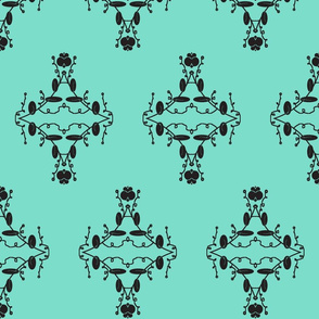 Turquoise and Black Damask