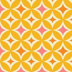 70s groovy Dots Tiles Pink and yellow  