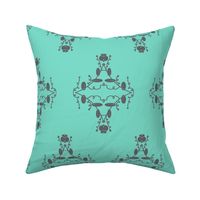 Turquoise and Gray Damask