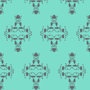 Turquoise and Gray Damask