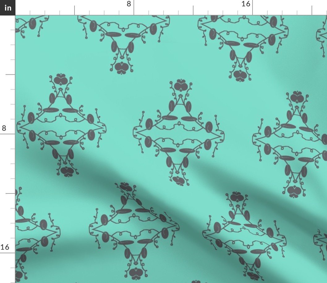 Turquoise and Gray Damask