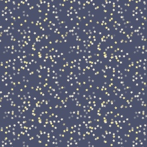 Tossed stars - yellow on blue
