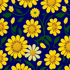 daisy pattern tiled paper