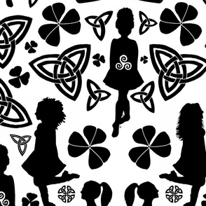 Irish Dance Silhouettes (black and white large scale) 