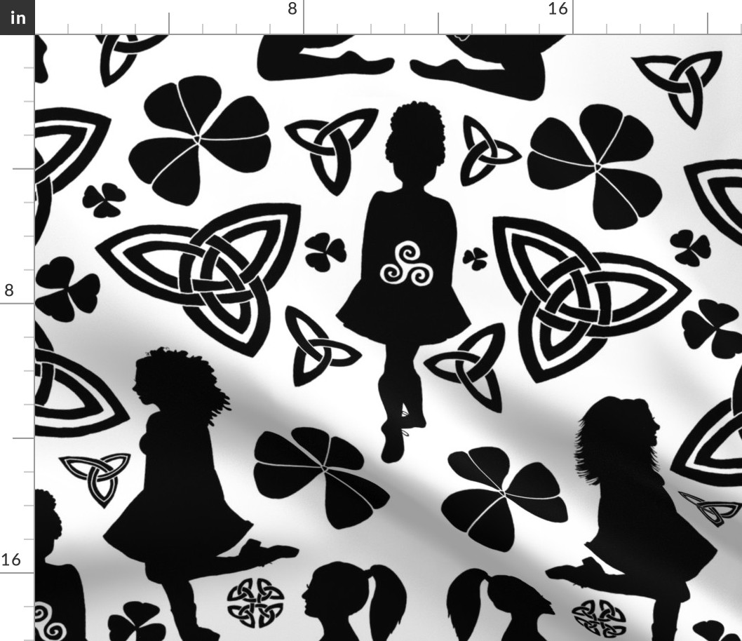 Irish Dance Silhouettes (black and white large scale) 