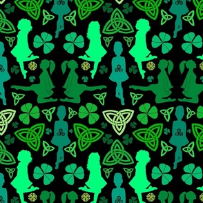 Irish Dance Silhouettes (40 shades O' green on black)