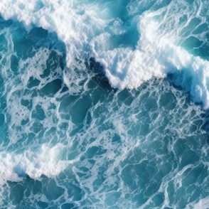 Ocean Waves with Foam – Turquoise Sea Water