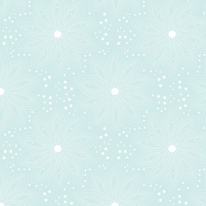 Life of Dreams | Geometric Floral Using White & Baby Blue Colours | Medium Scale