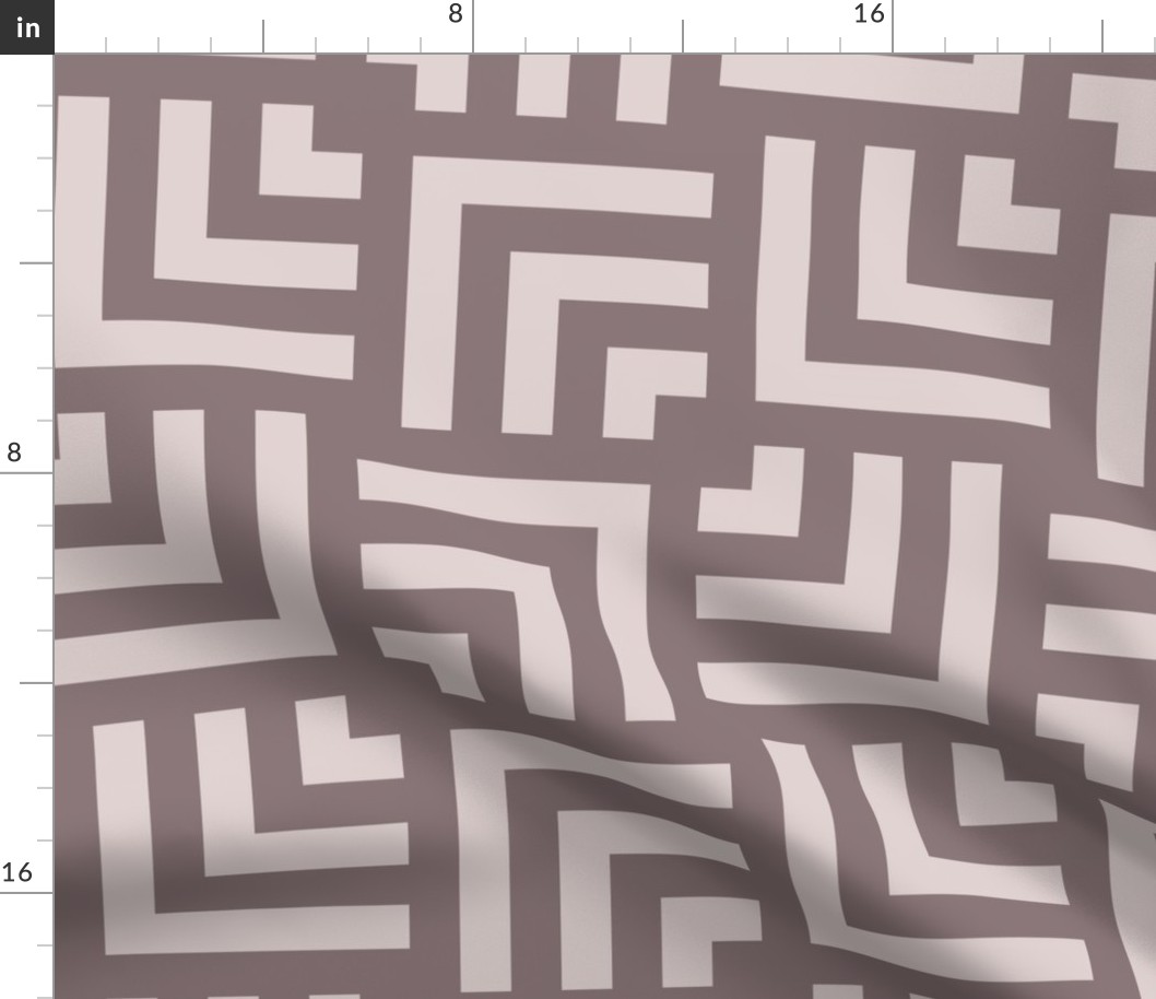 Concentric Overlapping Squares in Taupe and Pink