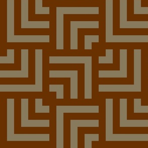 Concentric Overlapping Squares in Chestnut Brown and Beige