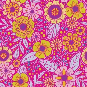 Vibrant Neon Pink & Yellow-Green Flowers