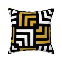 Concentric Overlapping Squares in Black White and Gold