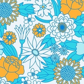 Sweet Blooms (Blues and Orange)