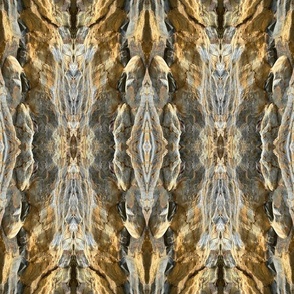 Ghostly whispy shining mirrored rock stripes 18” repeat neutral and gold hues