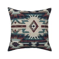 Southwest Woven Geometric Distressed Blanket Fabric - Rustic Western Charm Dark Blue