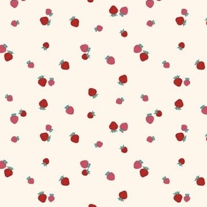 Small Scattered Summer Fruit Strawberries with Shell White Background