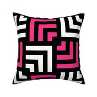 Concentric Overlapping Squares in Black White and Hot Pink