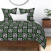 Concentric Overlapping Squares in Black White and Sage Green