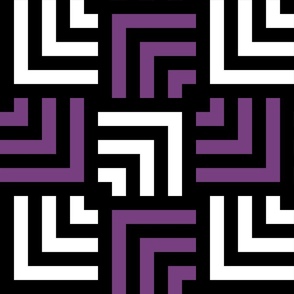 Concentric Overlapping Squares in Black White and Purple