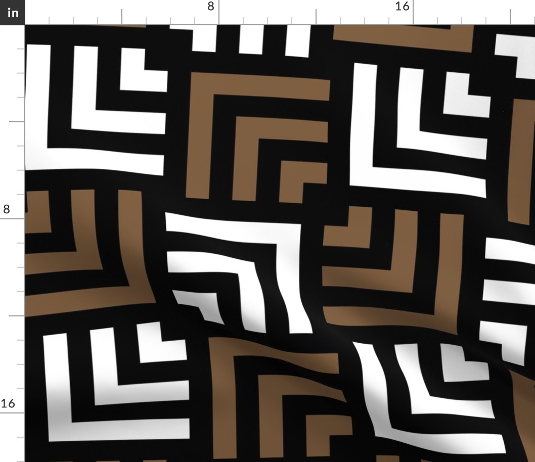 Concentric Overlapping Squares in Black White and Brown
