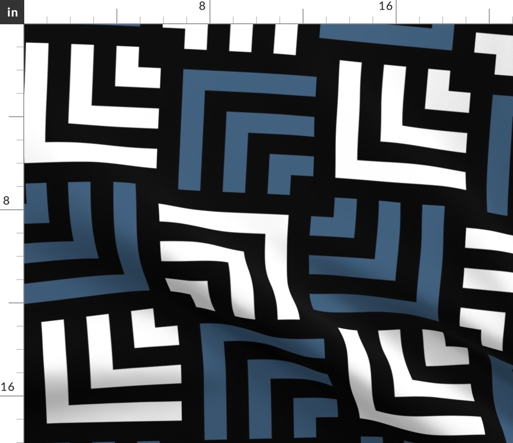Concentric Overlapping Squares in Black White and Blue-Gray