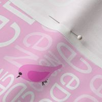 Personalised Name Fabric - Pink Birds