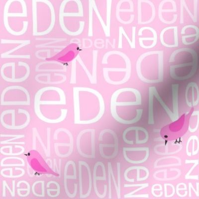 Personalised Name Fabric - Pink Birds